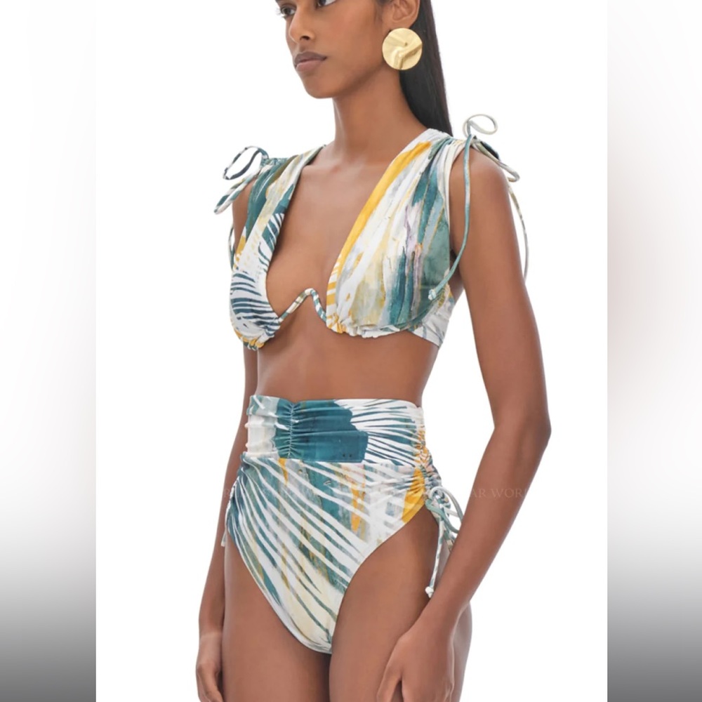 Andrea Iyamah Menasa Abstract Bark High Waist Bikini - Size M top, L bottom